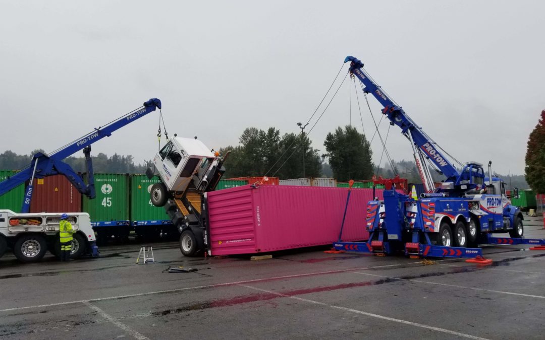 Wheelie! Yard Goat and Shipping Container Overturned in Sumner, WA