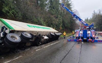 Semi-Truck Recovery: Ditched Load of Potatoes on Tiger Mountain