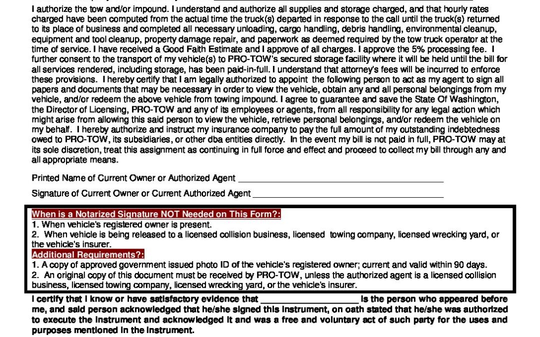 Vehicle Owner Authorized Agent Form